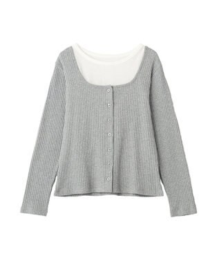 CRAFT STANDARD BOUTIQUE 2点セット / スクープネックカーディガン+タンクトップ Gray Mixture