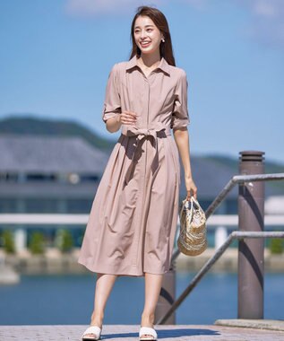 Tiaclasse 【洗える】シャツワンピース ピンク