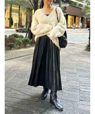 Green Parks フェザーＶネックニットプルオーバー Ivory