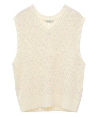 earth music&ecology ラメジャガードニットベスト Ivory