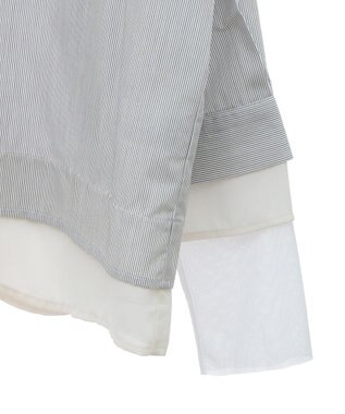 earth music&ecology シフォン×チュールレイヤードシャツ Stripe