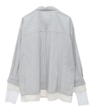 earth music&ecology シフォン×チュールレイヤードシャツ Stripe