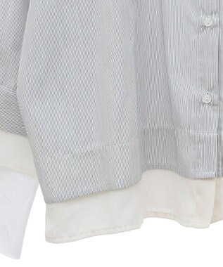 earth music&ecology シフォン×チュールレイヤードシャツ Stripe