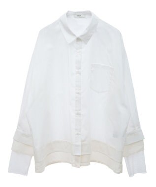 earth music&ecology シフォン×チュールレイヤードシャツ Off White