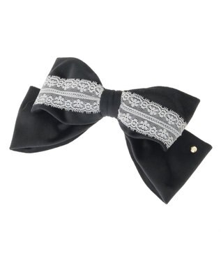 Maison de FLEUR ベロアレースリボンバレッタ Black