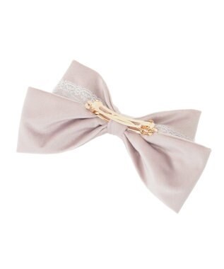 Maison de FLEUR ベロアレースリボンバレッタ Grayish Pink