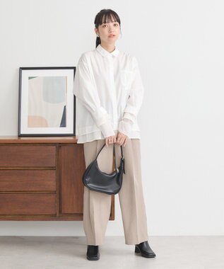 earth music&ecology シフォン×チュールレイヤードシャツ Off White