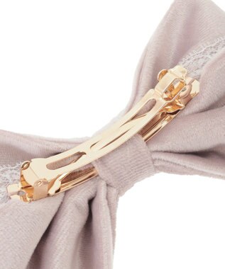 Maison de FLEUR ベロアレースリボンバレッタ Grayish Pink