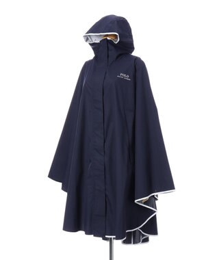 MOONBAT POLO RALPH LAURENRL パイピングレインポンチョ 無地 75デニール 収納袋付き ネイビーブルー