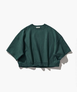 ATON NATURAL DYED URAKE | オーバーサイズハーフスリーブスウェット GREEN