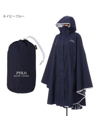 MOONBAT POLO RALPH LAURENRL パイピングレインポンチョ 無地 75デニール 収納袋付き ネイビーブルー