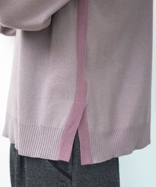 Tiaclasse 【洗える】配色ニットトップスプルオーバー ラベンダー
