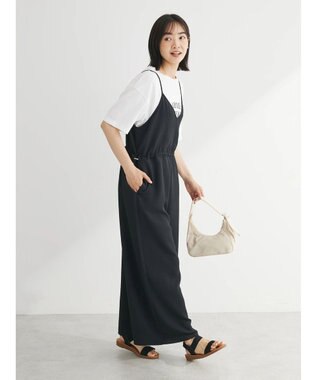 Green Parks 冷やっとすずやかウエストドロストサロペット Black