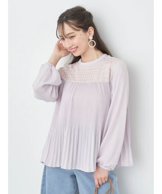earth music&ecology レースプリーツブラウス Light Pink