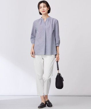 J.PRESS LADIES L 【洗える・接触冷感・UVケア・吸水速乾・防透け】麻シェルドライ テーパード パンツ ナチュラル系