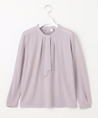 J.PRESS LADIES ウォッシャブルウールジャージー ボウタイ カットソー ふじ色系