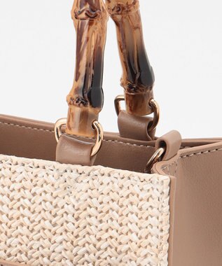 ANY SIS 【美人百花7月号掲載】2WAYバンブーライクハンドルミディ トートバッグ ナチュラル×ベージュ