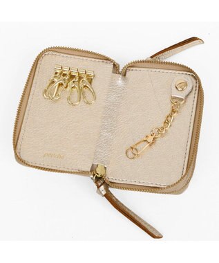 UNBILLION ペルケ perche / ドット型押し・ジャバラカードキーケース ゴールド