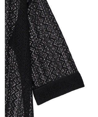 Green Parks カフタンレース７分袖ブラウス Black