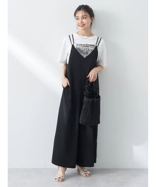 earth music&ecology リボンコンビネゾン Black