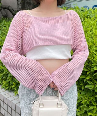 WEGO ラメショートニットプルオーバー ピンク