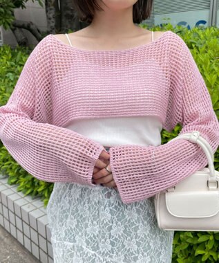 WEGO ラメショートニットプルオーバー ピンク