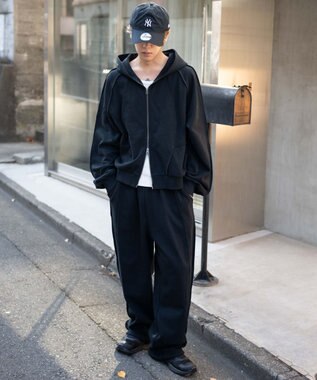 WEGO 【ユニセックス着用ITEM/MLサイズ展開】スウィッチングZIPパーカー ブラック