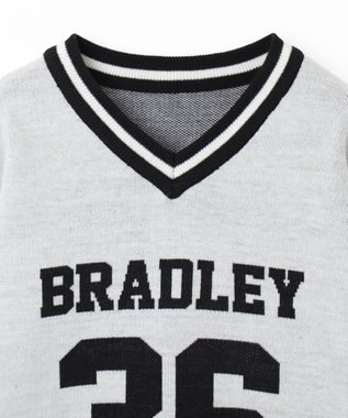 WEGO ナンバリングジャガードVネックニット ホワイト