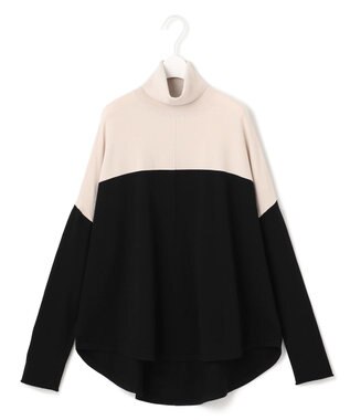 ICB 【洗える】 ヴィスコースワイド タートルネックプルオーバー トープ×ブラック系
