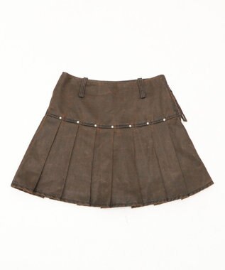 WEGO スタッズデザインプリーツスカパン ブラウン