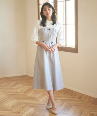 Feroux 【洗える】シャツドッキング ワンピース ベージュ系