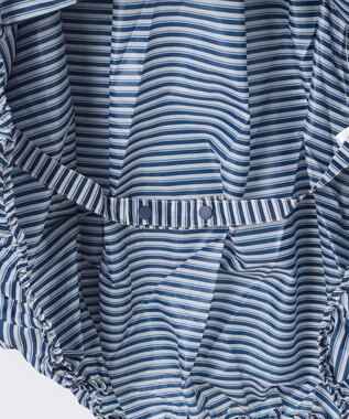 MOONBAT 【撥水】FLAT PURE サイクル レインポンチョ ボーダー 自転車 収納袋付き ネイビーブルー