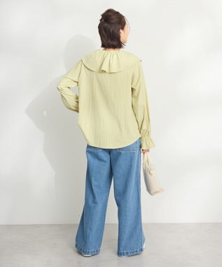 CRAFT STANDARD BOUTIQUE ビッグ襟フリルブラウス Green