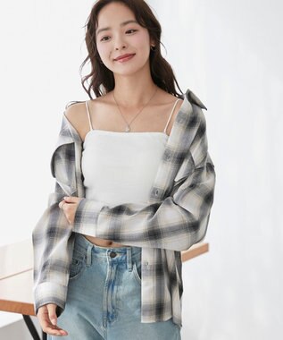 WEGO 【カップ付きインナー/SMサイズ展開】なちゅ盛れカップインショートキャミ オフホワイト