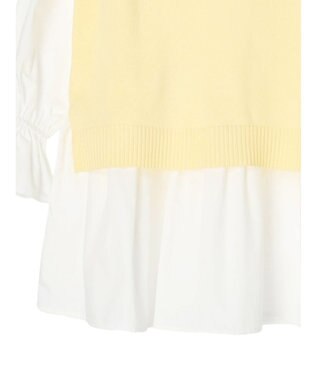 earth music&ecology ＳＥＴ２点Ｖネックベスト＋スタンドカラーチュニック Ivory