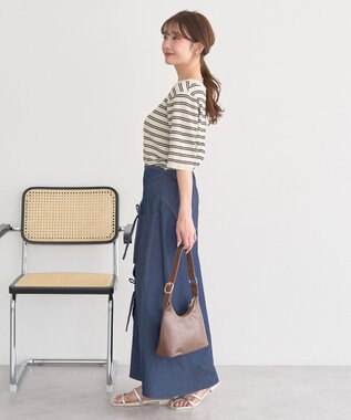 earth music&ecology ヘンリーネック半袖ニットプルオーバー Border