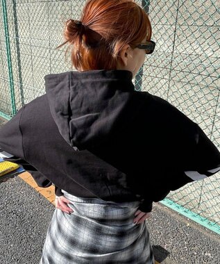 WEGO ナンバリングラインショートプルパーカー ブラック