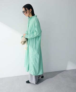Green Parks イージーケア抜け衿ウエストタックシャツワンピース Green
