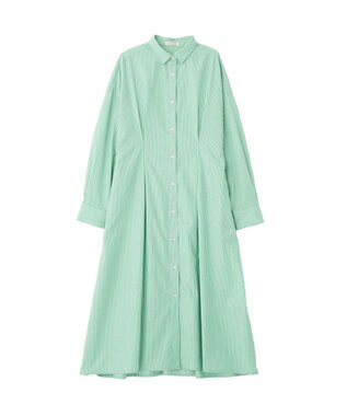 Green Parks イージーケア抜け衿ウエストタックシャツワンピース Pink