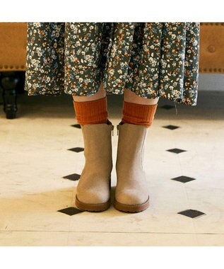 ing <ing>サイドゴアブーツ ベージュヌバック