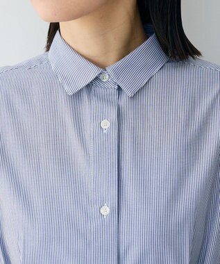 Green Parks イージーケア抜け衿ウエストタックシャツワンピース Navy