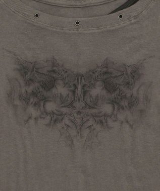 WEGO ハトメレイヤードグラフィックT ブラック中濃色