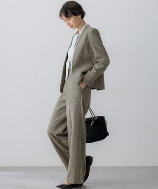 23区 【洗える/セットアップ対応】ウールライクカルゼ ワイド パンツ グレー系