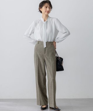 23区 【洗える/セットアップ対応】ウールライクカルゼ ワイド パンツ グレー系