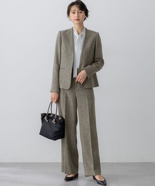 23区 【洗える/セットアップ対応】ウールライクカルゼ ワイド パンツ グレー系