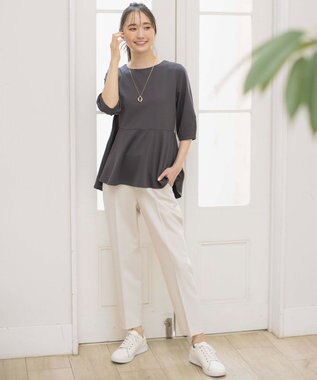 ANY SIS S 【接触冷感/UVカット】サカリバ ペプラム プルオーバー スレート