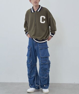 CRAFT STANDARD BOUTIQUE 【ユニセックス】裏毛ハーフジップスウェット Khaki