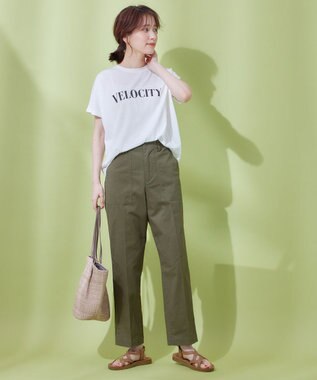 ANY L 【ウエストゴム/ストレッチ】スタイリッシュベイカーパンツ カーキ