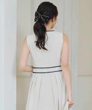 Tiaclasse 配色リボンバレッタ ブラック