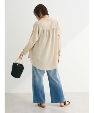 Green Parks インド綿 ボイルゆったりシャツ Light Beige